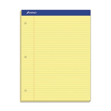 Ampad/ Of Amercn Pd&Ppr Ampad, DOUBLE SHEET PADS, WIDE/LEGAL RULE, 8.5 X 11.75, CANARY, 100 SHEETS 20243